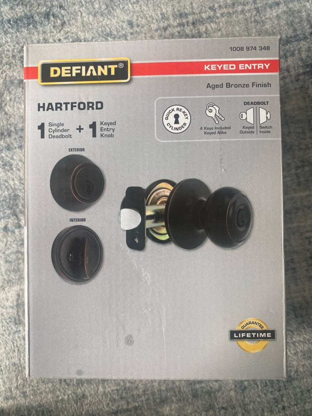 Defiant Hartford Keyed Entry Door Knob - Aged Bronze